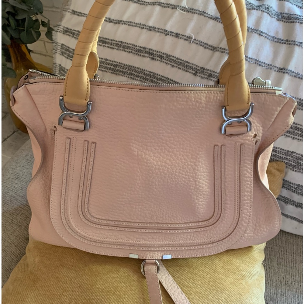 Chloe Blush Pink Satchel with Tan Handles